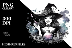Washed Gothic Witch with Magic Potion, Transparent PNG Product Image 2