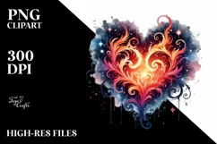 Fire Heart Digital Painting PNG Product Image 2