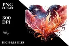 Fire Heart Digital Painting PNG Product Image 2