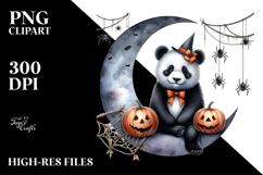 Halloween Panda on Moon PNG Product Image 2