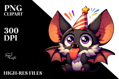 Cute Bat with Birthday Hat, Transparent PNG Product Image 2