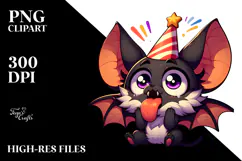 Cute Bat with Birthday Hat, Transparent PNG Product Image 2