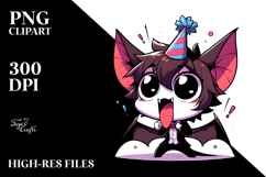Whimsical Bat with Birthday Hat, High-Quality PNG Product Image 2