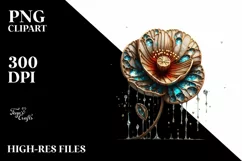 Abstract Wooden Stained Poppy Sublimation Clipart Product Image 3