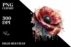 Abstract Wooden Stained Poppy Sublimation Clipart Product Image 1