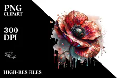 Abstract Wooden Stained Poppy Sublimation Clipart Product Image 2