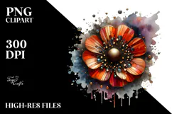 Abstract Wooden Stained Poppy Sublimation Clipart Product Image 2