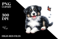 Watercolor Baby Border Collie with Big Eyes PNG Product Image 2