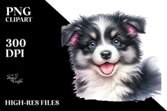 Baby Border Collie Watercolor PNG Product Image 2