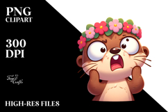 Cute Otter with Flower Crown PNG Product Image 2
