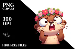 Cute Otter with Flower Crown PNG Product Image 2