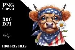 Watercolor Highland Cow Portrait Clipart Product Image 3