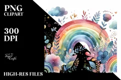Whimsical Colorful Rainbow Clipart PNG Product Image 1