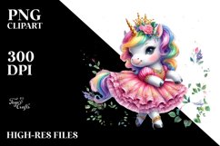 Baby Unicorn in Waltz Dancer&#039;s Gown, Colorful PNG Product Image 3