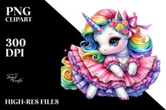 Baby Unicorn in Waltz Dancer&#039;s Gown, Colorful PNG Product Image 3