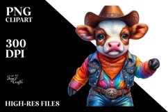 Colorful Watercolor Baby Cow Square Dancer&#039;s Outfit PNG Product Image 1