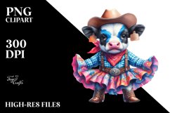Baby Cow in Square Dancer&#039;s Outfit, Colorful PNG Product Image 1