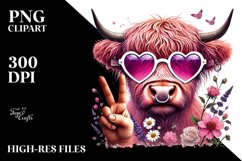 Highland Cow with Sunglasses PNG Product Image 2