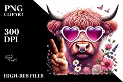 Highland Cow with Sunglasses PNG Product Image 2