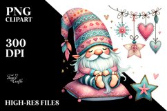 Colorful Boho Gnome on Star with Hearts PNG Product Image 2
