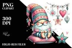 Colorful Boho Gnome on Star with Hearts PNG Product Image 2