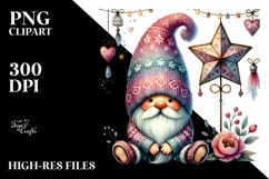 Colorful Boho Gnome on Star with Hearts PNG Product Image 2