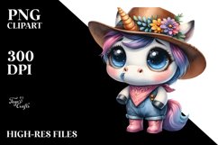 Expressive Baby Unicorn |Watercolor Clipart Product Image 1