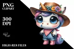 Expressive Baby Unicorn |Watercolor Clipart Product Image 1