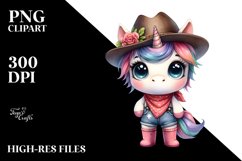 Expressive Baby Unicorn |Watercolor Clipart Product Image 1
