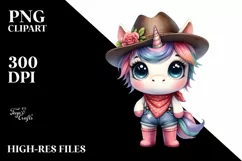 Expressive Baby Unicorn |Watercolor Clipart Product Image 1