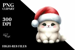 Christmas Cat Wearing Santa Hat PNG Product Image 1