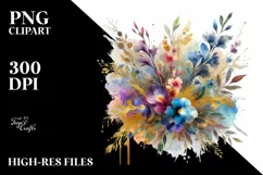 Colorful Lobelia Bouquet Abstract Clipart Product Image 1