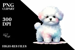 Cute Pastel Bichon Frise Clipart PNG Product Image 1