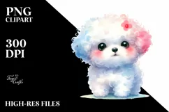 Cute Pastel Bichon Frise Clipart PNG Product Image 1