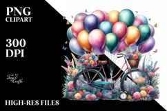 Vintage Vibrant Bicycle Watercolor PNG Product Image 1