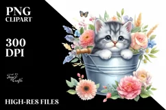 Cute Baby Cat Watercolor PNG Product Image 1
