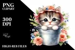 Cute Baby Cat Watercolor PNG Product Image 1