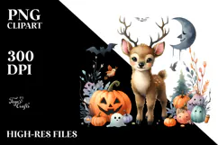 Cute Baby Elk Halloween Scene | Sublimation, Clipart Product Image 2