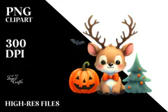 Cute Baby Elk Halloween Scene | Sublimation, Clipart Product Image 2