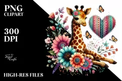 Colorful Giraffe on Flower PNG Product Image 2
