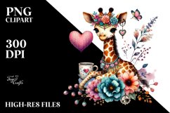 Colorful Giraffe Sitting on a Flower PNG Product Image 2