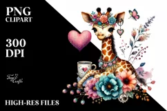 Colorful Giraffe Sitting on a Flower PNG Product Image 2