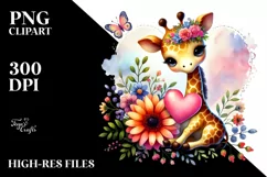Colorful Giraffe on Flower PNG Product Image 2