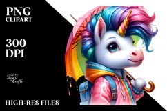 Proud Unicorn with Raincoat, Transparent PNG Product Image 2