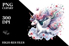 Cute Unicorn Tumbling with Spring Petals | Clipart Product Image 3