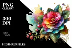 Watercolor Luxury Flower Love Splash Clipart Product Image 1