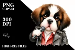 Big Eyes Baby Saint Bernard Pop Singer Sublimation Clipart Product Image 3
