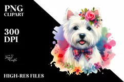 Watercolor West Highland White Terrier Sticker Summer | Product Image 3