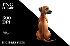 Watercolor Rhodesian Ridgeback with Christmass Gifts PNG Product Image 2