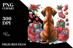 Cute Watercolor Rhodesian Ridgeback with Christmas Gifts Product Image 2